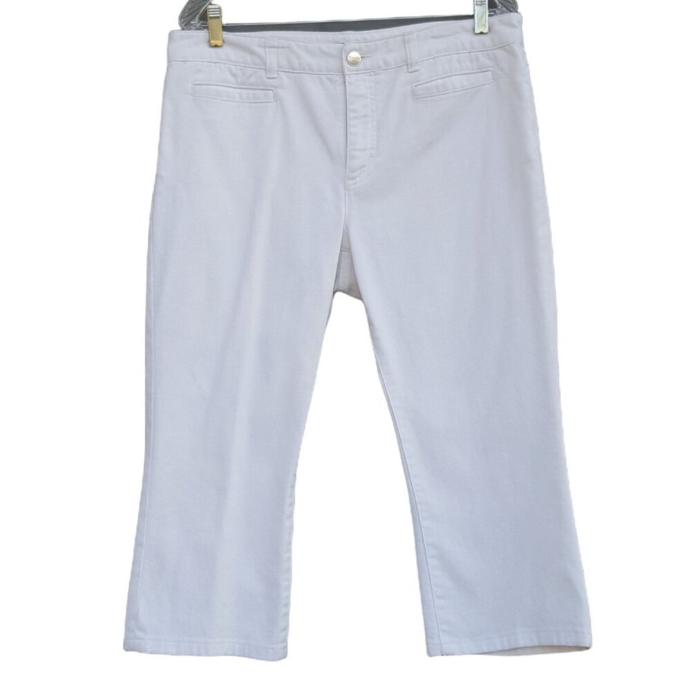Chaps womens capris Size 34" Waist White Pockets Stretch Denim